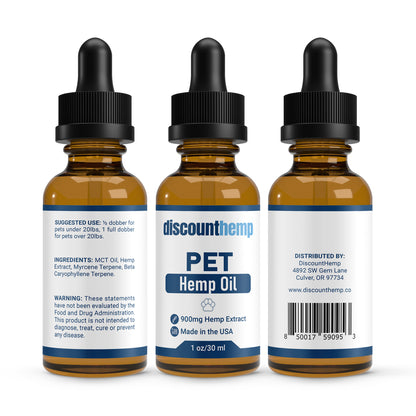 Premium Hemp Oil Pet Tincture for Dogs and Cats - 900mg - 1oz